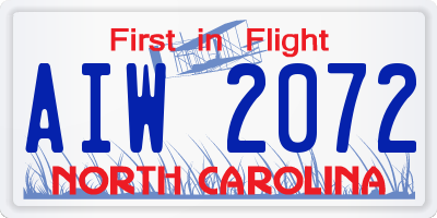NC license plate AIW2072