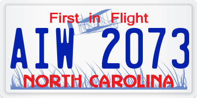 NC license plate AIW2073