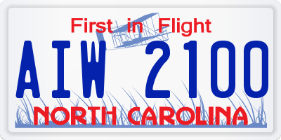 NC license plate AIW2100