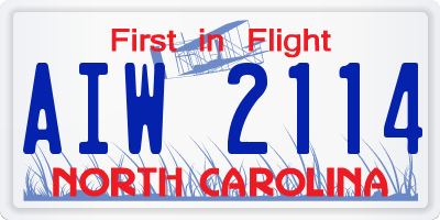 NC license plate AIW2114