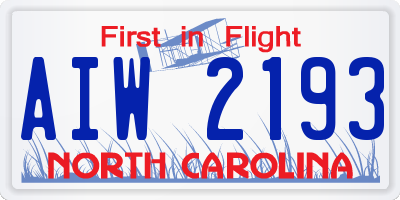 NC license plate AIW2193