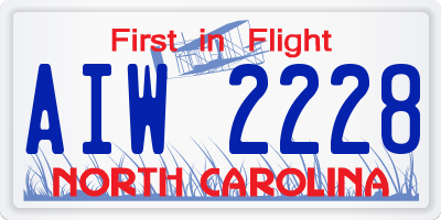 NC license plate AIW2228