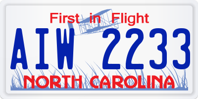 NC license plate AIW2233