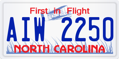 NC license plate AIW2250