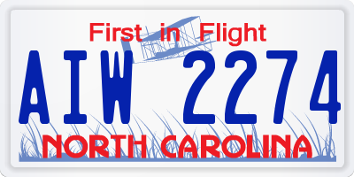 NC license plate AIW2274