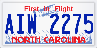 NC license plate AIW2275