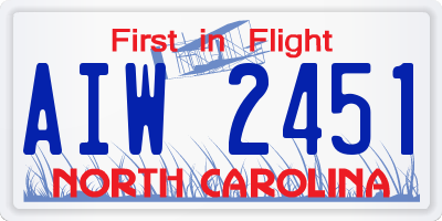 NC license plate AIW2451
