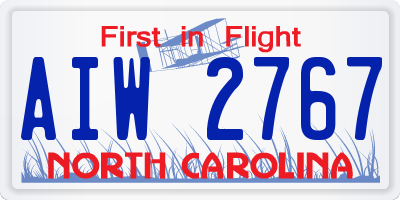 NC license plate AIW2767