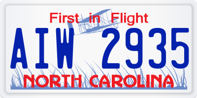 NC license plate AIW2935