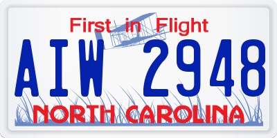 NC license plate AIW2948