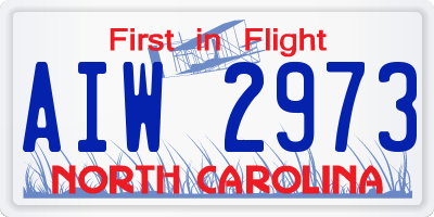 NC license plate AIW2973