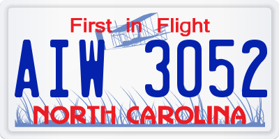 NC license plate AIW3052