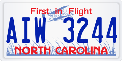 NC license plate AIW3244