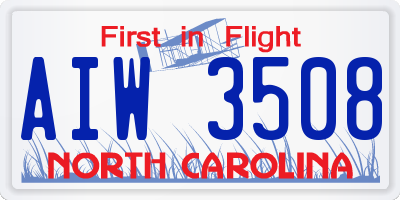 NC license plate AIW3508