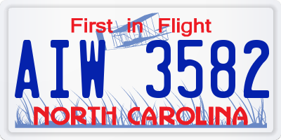NC license plate AIW3582