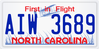 NC license plate AIW3689