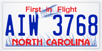 NC license plate AIW3768