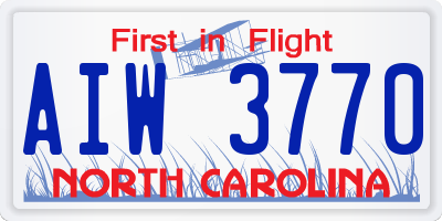 NC license plate AIW3770