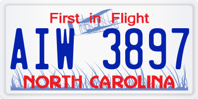NC license plate AIW3897