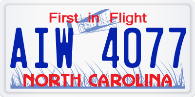 NC license plate AIW4077