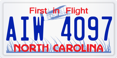 NC license plate AIW4097