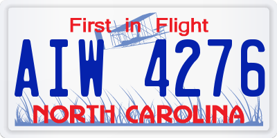 NC license plate AIW4276
