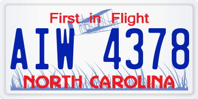 NC license plate AIW4378