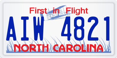 NC license plate AIW4821