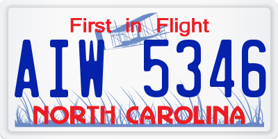NC license plate AIW5346