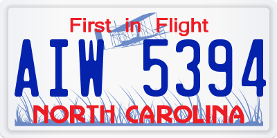 NC license plate AIW5394