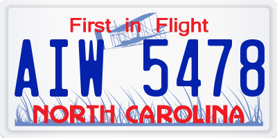 NC license plate AIW5478