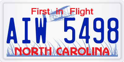 NC license plate AIW5498