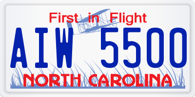 NC license plate AIW5500