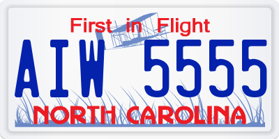 NC license plate AIW5555