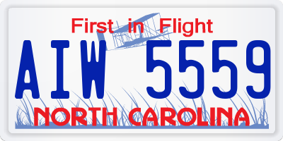 NC license plate AIW5559