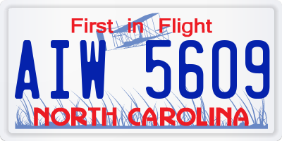 NC license plate AIW5609