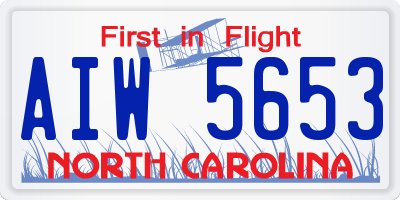 NC license plate AIW5653