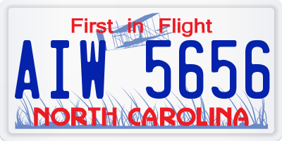 NC license plate AIW5656