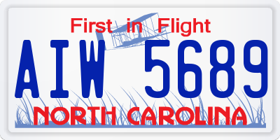 NC license plate AIW5689