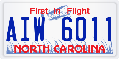 NC license plate AIW6011
