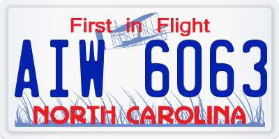 NC license plate AIW6063