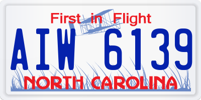 NC license plate AIW6139