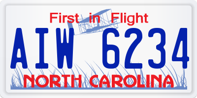 NC license plate AIW6234