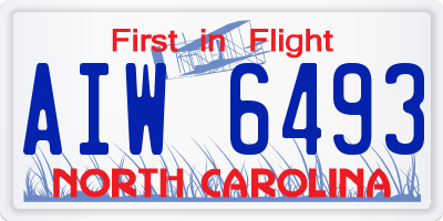 NC license plate AIW6493