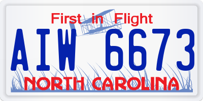 NC license plate AIW6673