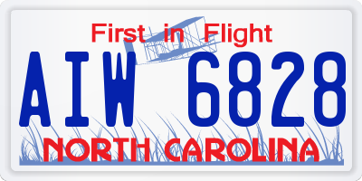 NC license plate AIW6828