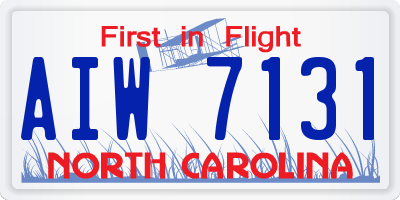 NC license plate AIW7131