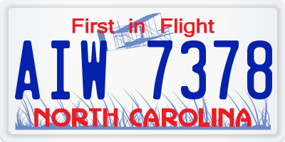 NC license plate AIW7378