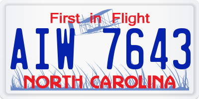 NC license plate AIW7643