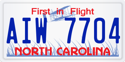 NC license plate AIW7704